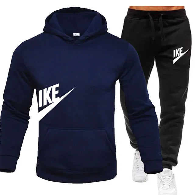 New men's sports hoodie + sports pants 2 sets, fashion printed autumn and winter men's and women's leisure suits, street clothes