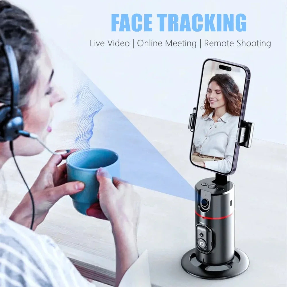 Auto Face Tracking Phone Selfie Stick Smart 360°Rotation Gimbal Ai Follow-Up Video Vlog Live Stabilizer Tripod for Mobile iPhone