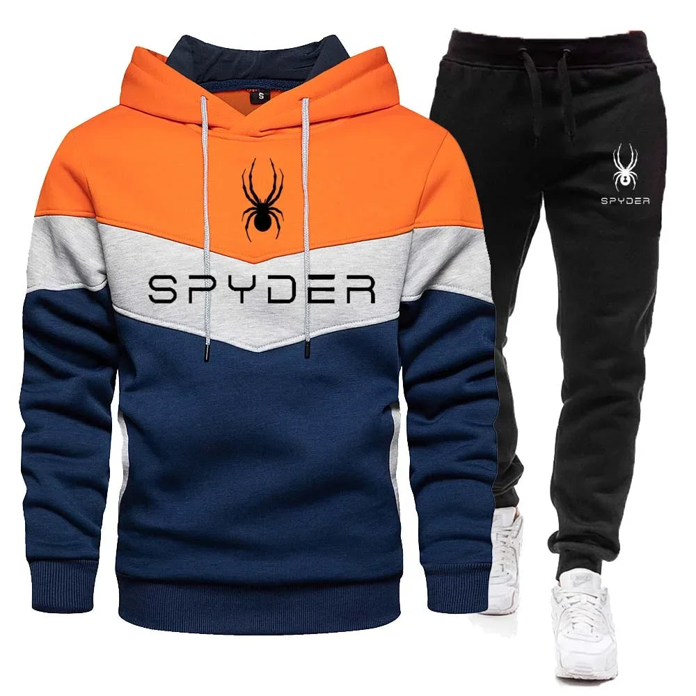 New men's autumn and winter hoodie + pants 2 sets of leisure running jogging slim fashion outdoor basketball sports suit