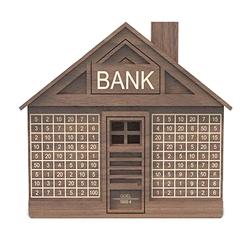 1000/2000 Euro Wooden Piggy Bank For Adult Kids Money Saving Box With Saving Goal And Numbers Boxes Reusable Money Box