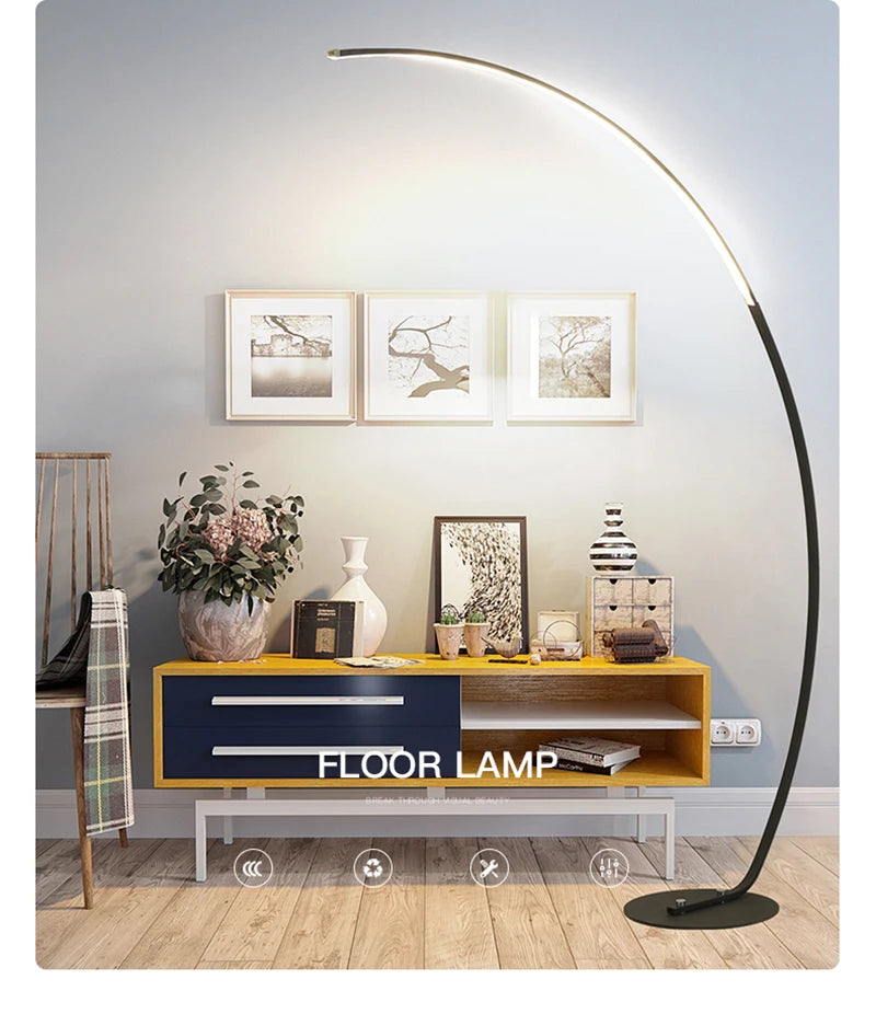 Nordic LED Corner Light Arc RGB Floor Lamps Black White C APP Remote Floor Lights Stand light for Dining Living Room Decor