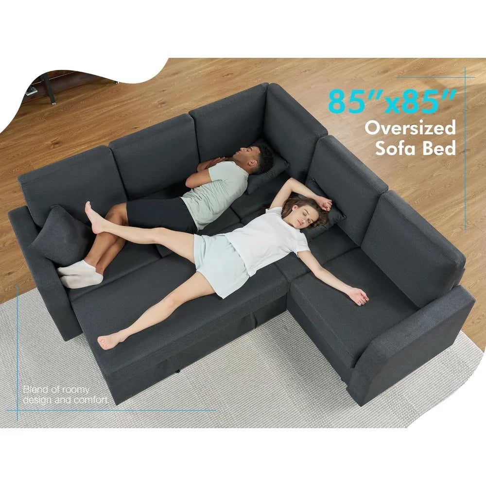 Sofa Bed, 85 Inch Sleeper Sofa Pull Out Sofa Bed, L Shaped Couch Storage Seat, Sectional Couches Living Room Apartment