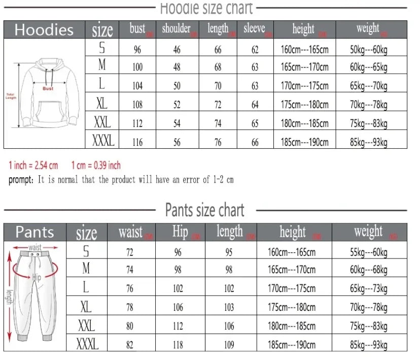 New men's sports hoodie + sports pants 2 sets, fashion printed autumn and winter men's and women's leisure suits, street clothes