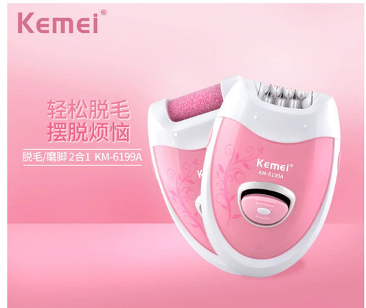 Women's and Men's Shop 6199a Women's Electric Epilator 2-in-1 Hair Removal Device Clip Wheel Roller Electric Shaver